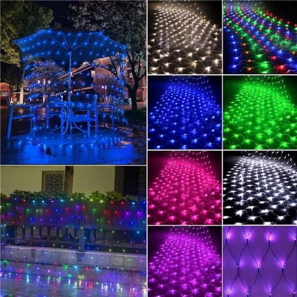 300LED Blue Net Lights,14.8ftx5ft 8 Modes Connectable Christmas Mesh Lights - Picture 7 of 8